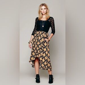 Free People Lonesome Dove lace sheer lined hi-low dress